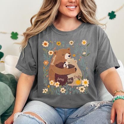 Comfort Colors® Custom Grandma T-Shirt – Grandma Bear with Baby Bears and Kids’ Names