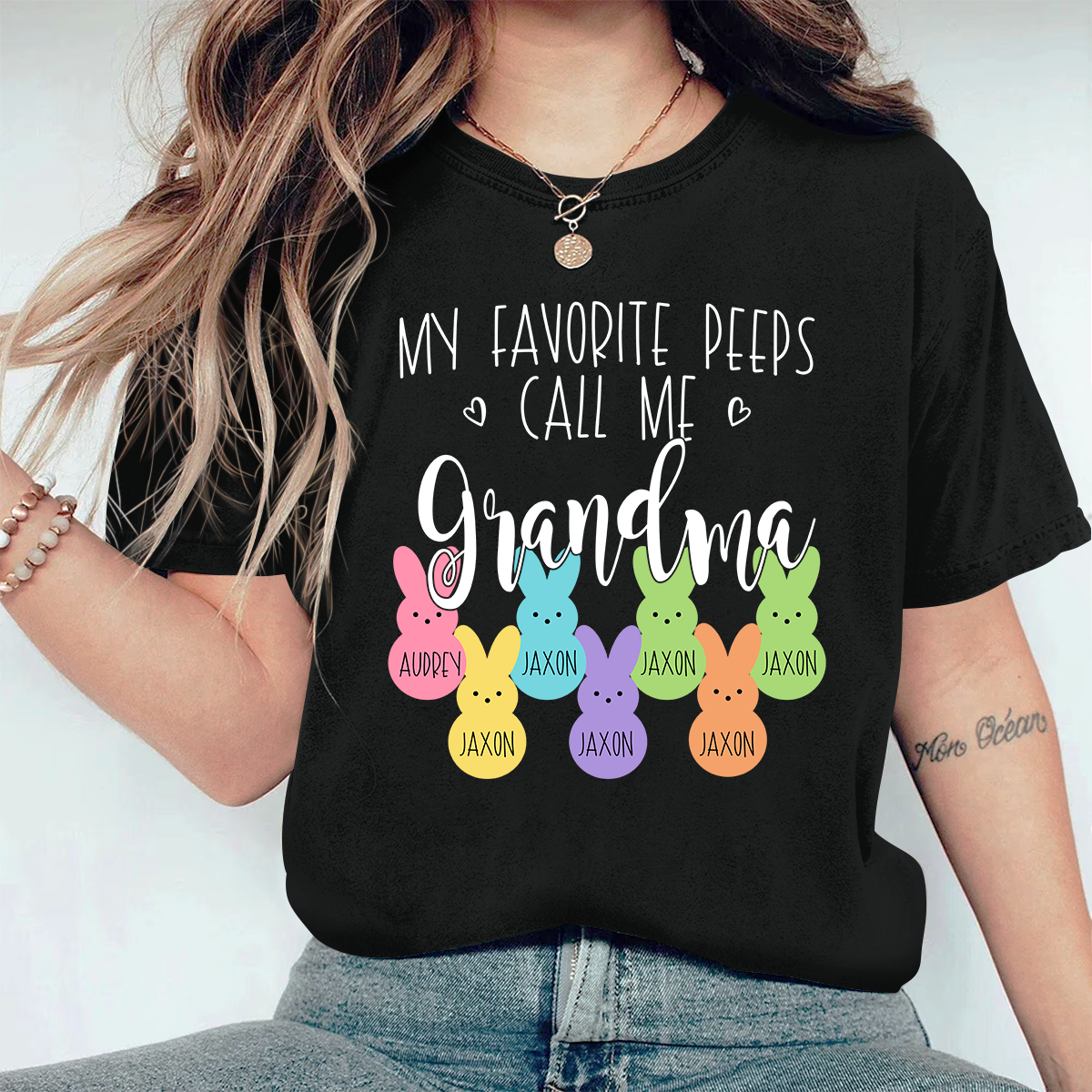 Personalized My Favorite Peeps Call Me Mimi With Grandkids Easter Bunny Comfort Colors T-Shirt