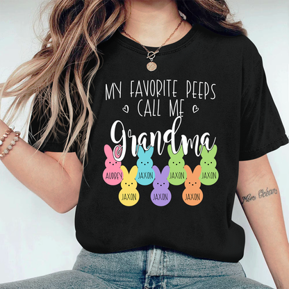 Personalized My Favorite Peeps Call Me Mimi With Grandkids Easter Bunny Comfort Colors T-Shirt