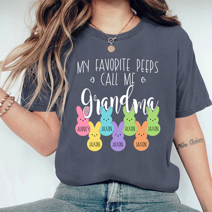Personalized My Favorite Peeps Call Me Mimi With Grandkids Easter Bunny Comfort Colors T-Shirt