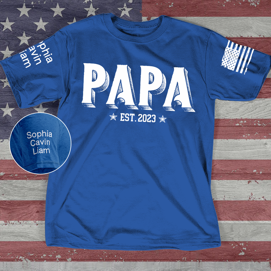 Custom Papa Est And Grandkids Father's Day