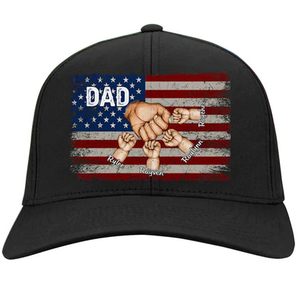 Personalized Papa Flag with grandkids, Happy Father's Day Classic Cap
