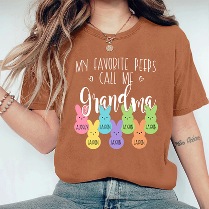 Personalized My Favorite Peeps Call Me Mimi With Grandkids Easter Bunny Comfort Colors T-Shirt