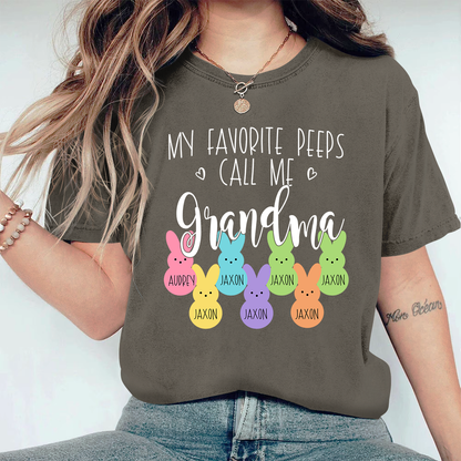 Personalized My Favorite Peeps Call Me Mimi With Grandkids Easter Bunny Comfort Colors T-Shirt