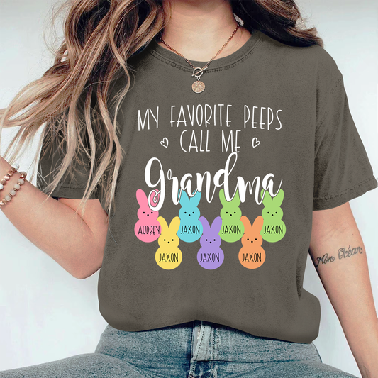 Personalized My Favorite Peeps Call Me Mimi With Grandkids Easter Bunny Comfort Colors T-Shirt