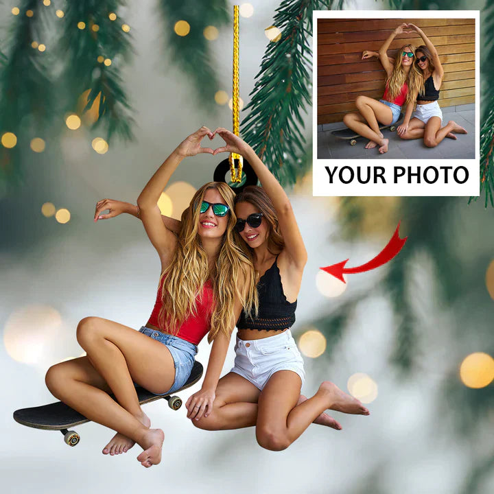 Customized Your Photo Family Ornament, Personalized Photo Mica Christmas Ornament