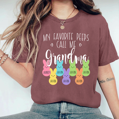 Personalized My Favorite Peeps Call Me Mimi With Grandkids Easter Bunny Comfort Colors T-Shirt