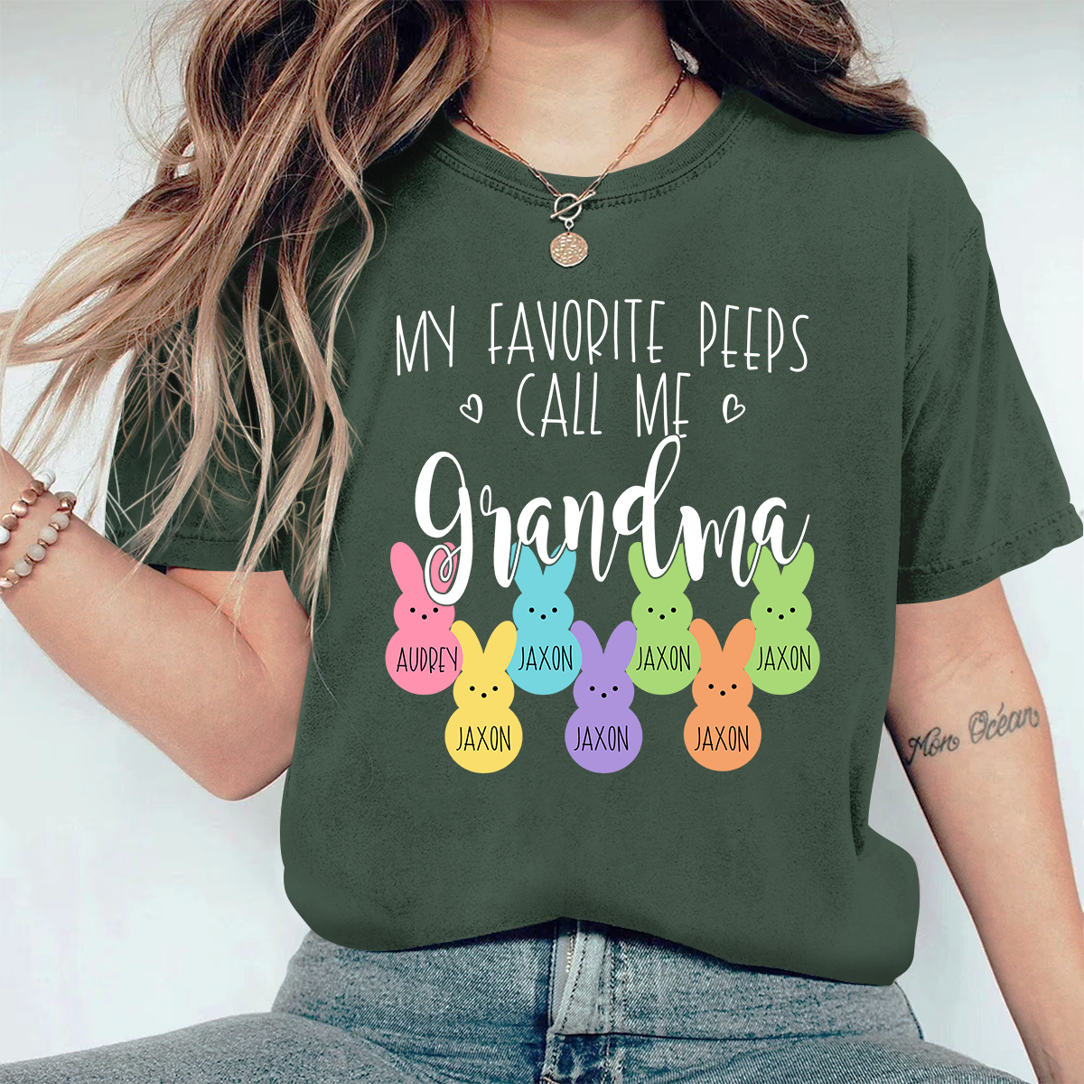 Personalized My Favorite Peeps Call Me Mimi With Grandkids Easter Bunny Comfort Colors T-Shirt