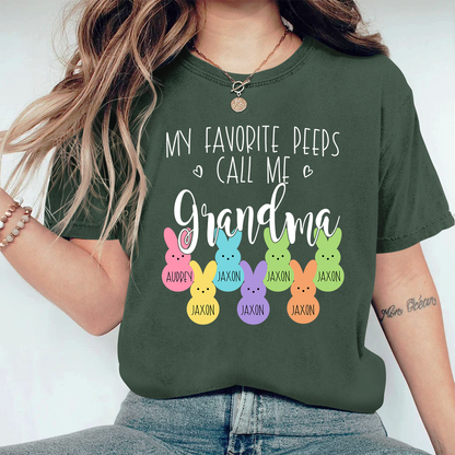 Personalized My Favorite Peeps Call Me Mimi With Grandkids Easter Bunny Comfort Colors T-Shirt