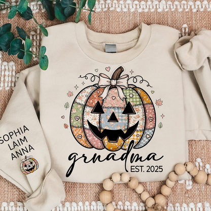 Personalized Floral Pumpkin Mimi Gifts, Floral Patchwork Mimi, Gifts for Grandma and Kids