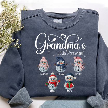 Personalized Grandma’s Little Snowmen Sweatshirt, Custom Christmas Gift with Kids’ Names
