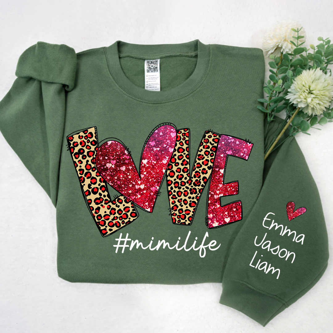 Love Leopard Mimilife, Custom Mimi With Kids, Grandma Gift TH Sweatshirt