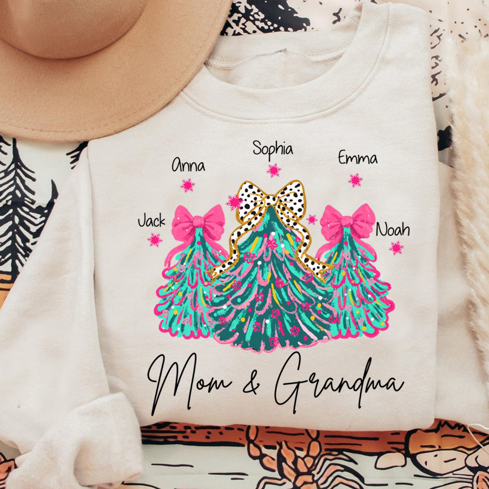 Personalized Mom & Grandma Tree Christmas Sweatshirt, Customized Gifts for Grandma and Kids