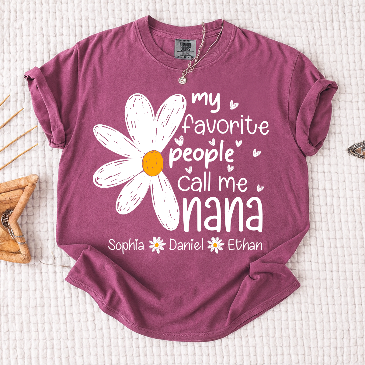 Comfort Colors® My Favorite People Call Me Nana Daisy T-shirt Grandma Gift with Kids' Names