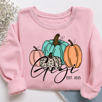 Personalized Gigi Pumkins Sweatshirt, Gifts for Grandma and Grandchild