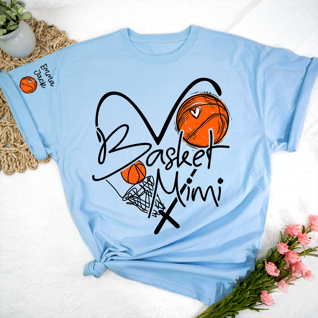 Basketball Mimi Shirt Personalized with Grandkids Names, For Gift Grandma
