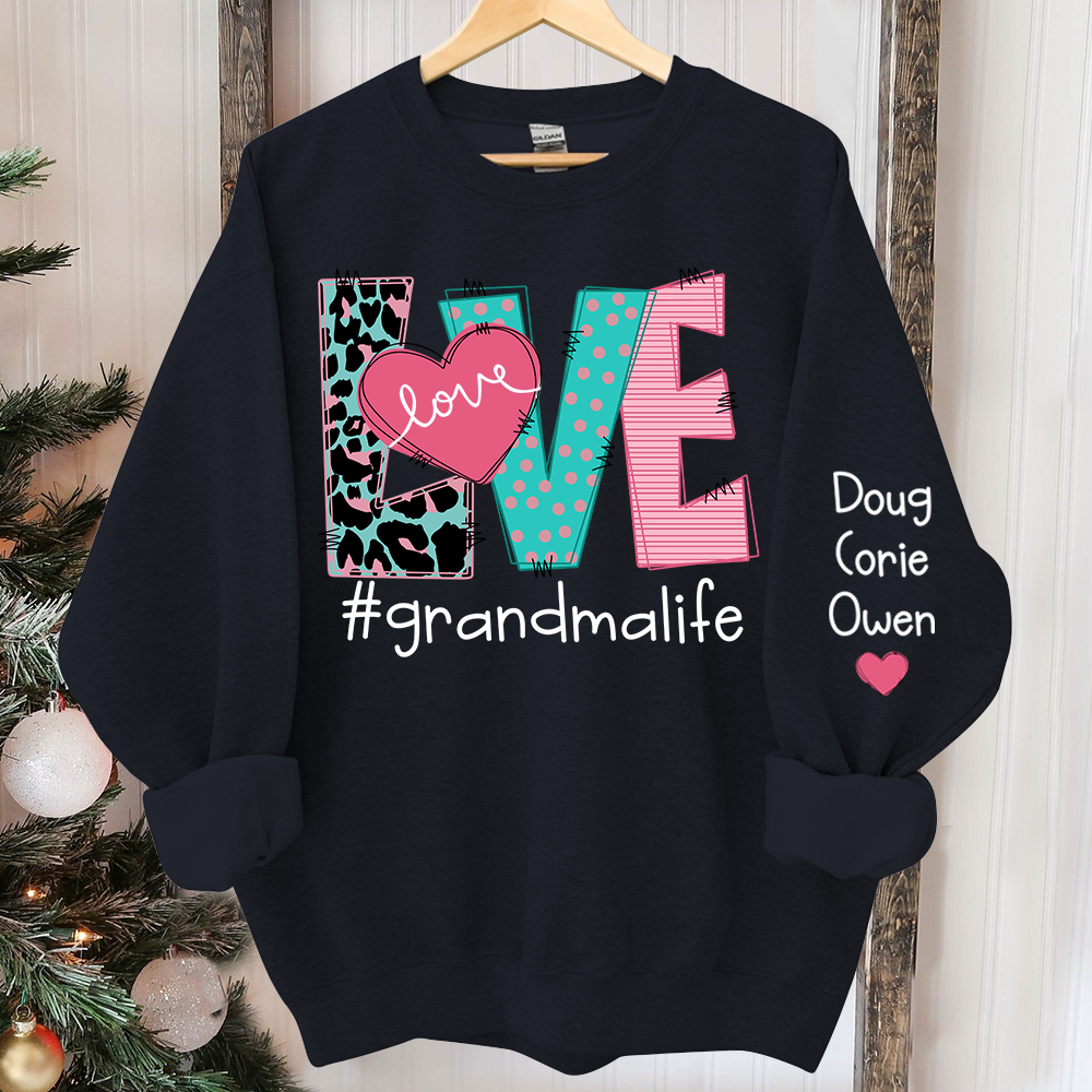 Personalized Love Grandma Life Trend Sweatshirt, Custom Grandma and Grandkids Sweatshirt