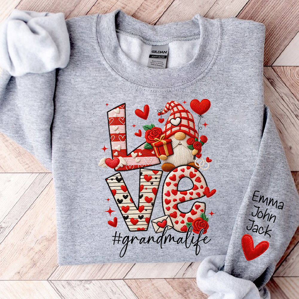 Love Grandma Sweatshirt, Grandmalife Heart Design For Gift Grandma And Kids