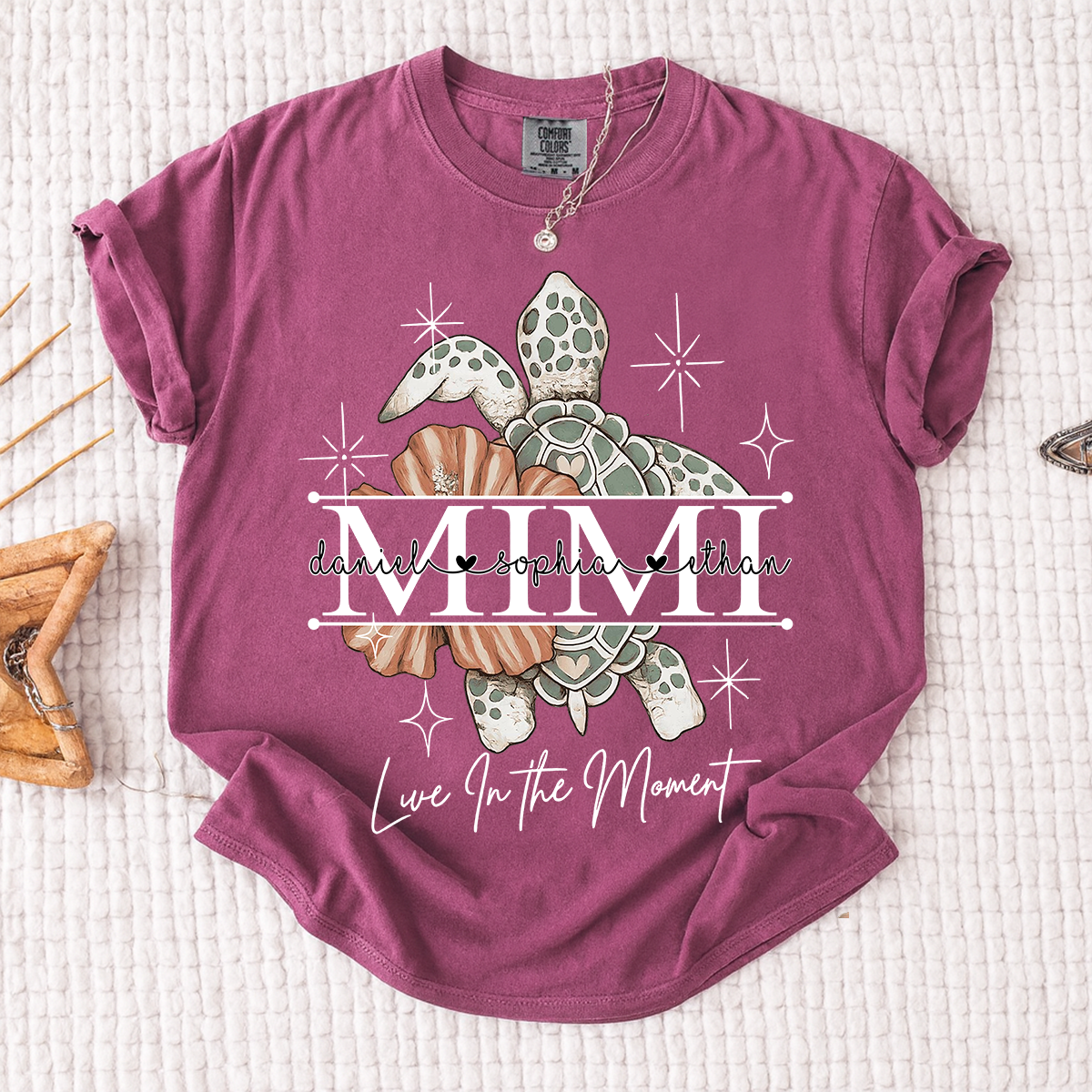 Comfort Colors® Mimi Ocean Turtle T-Shirt Custom Family Names Beach Style