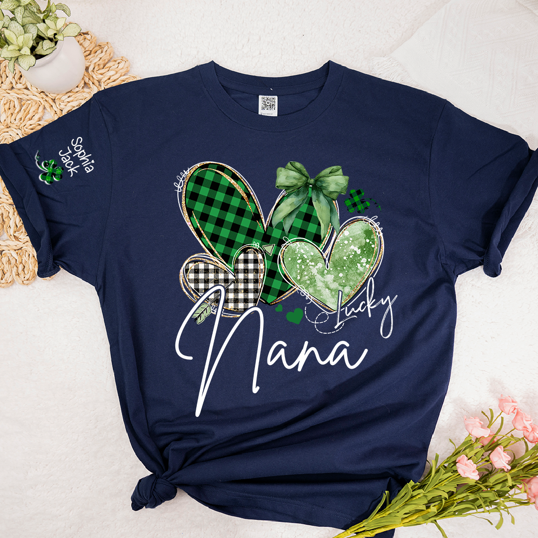Lucky Nana Heart St Patrick’s Day T-Shirt, Gift For Grandma And Kids