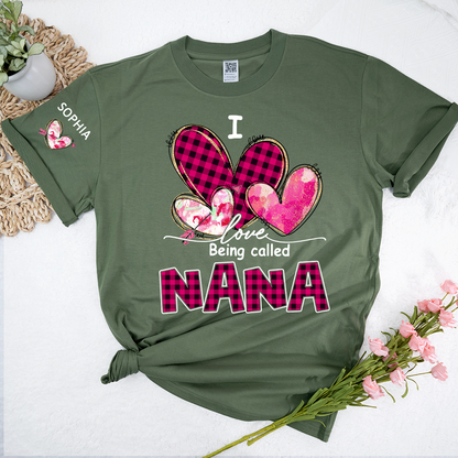 I Love Being Called Mimi Pink Tone Design, Grandma Tshirt Personalized with Kids Name
