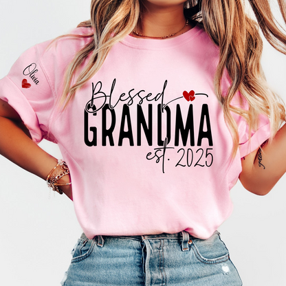 Blessed Grandma And Kids Custom T-Shirt 2025, Give Grandma