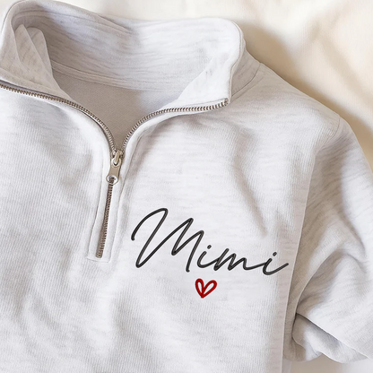 Personalized Hand Embroidered Mimi Sweater, Gift for Grandma and Grandchildren's Names