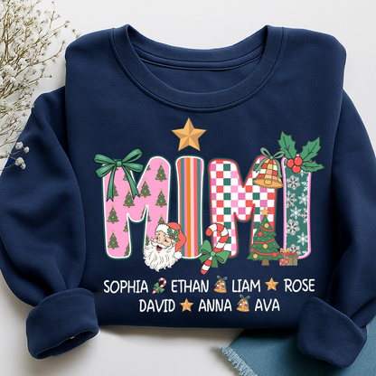Christmas Grandma Sweatshirt with Custom Kids’ Names, Cozy Holiday Gift