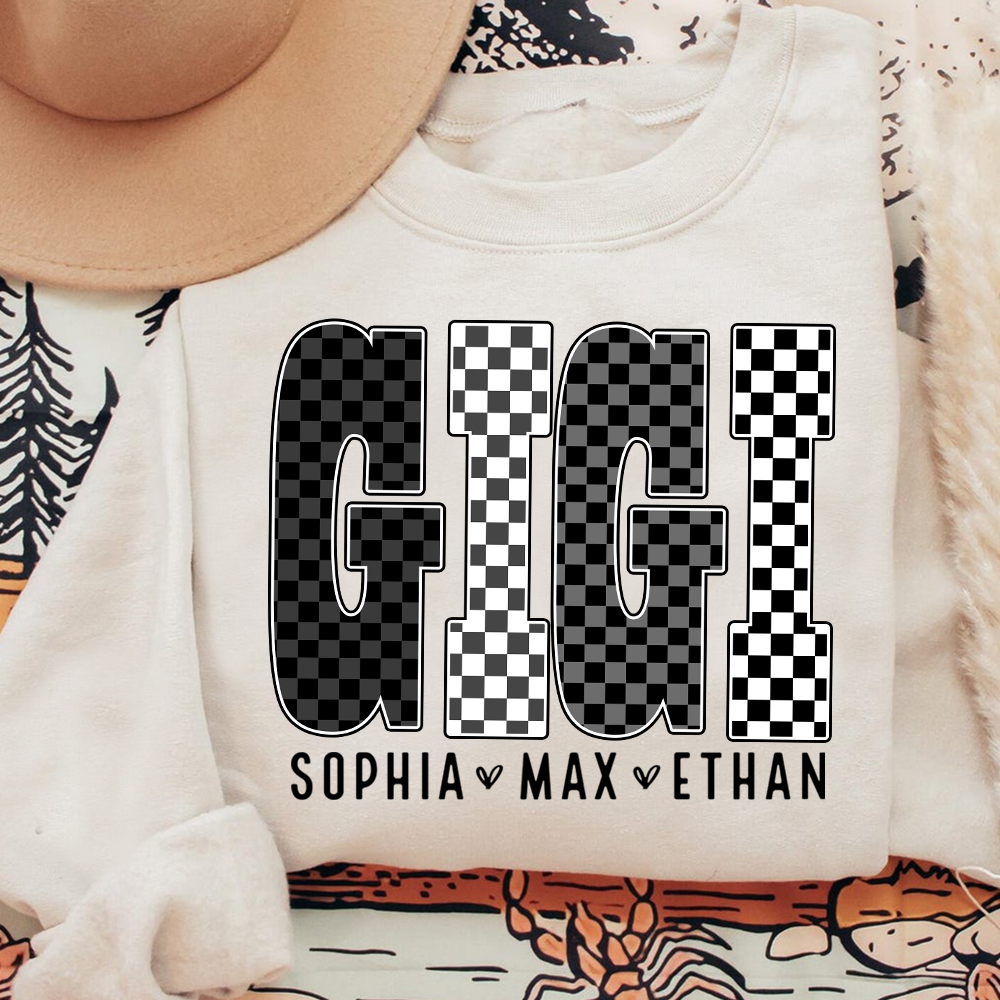 Black White Design, Custom Gift For Gigi And Her Grandchildren