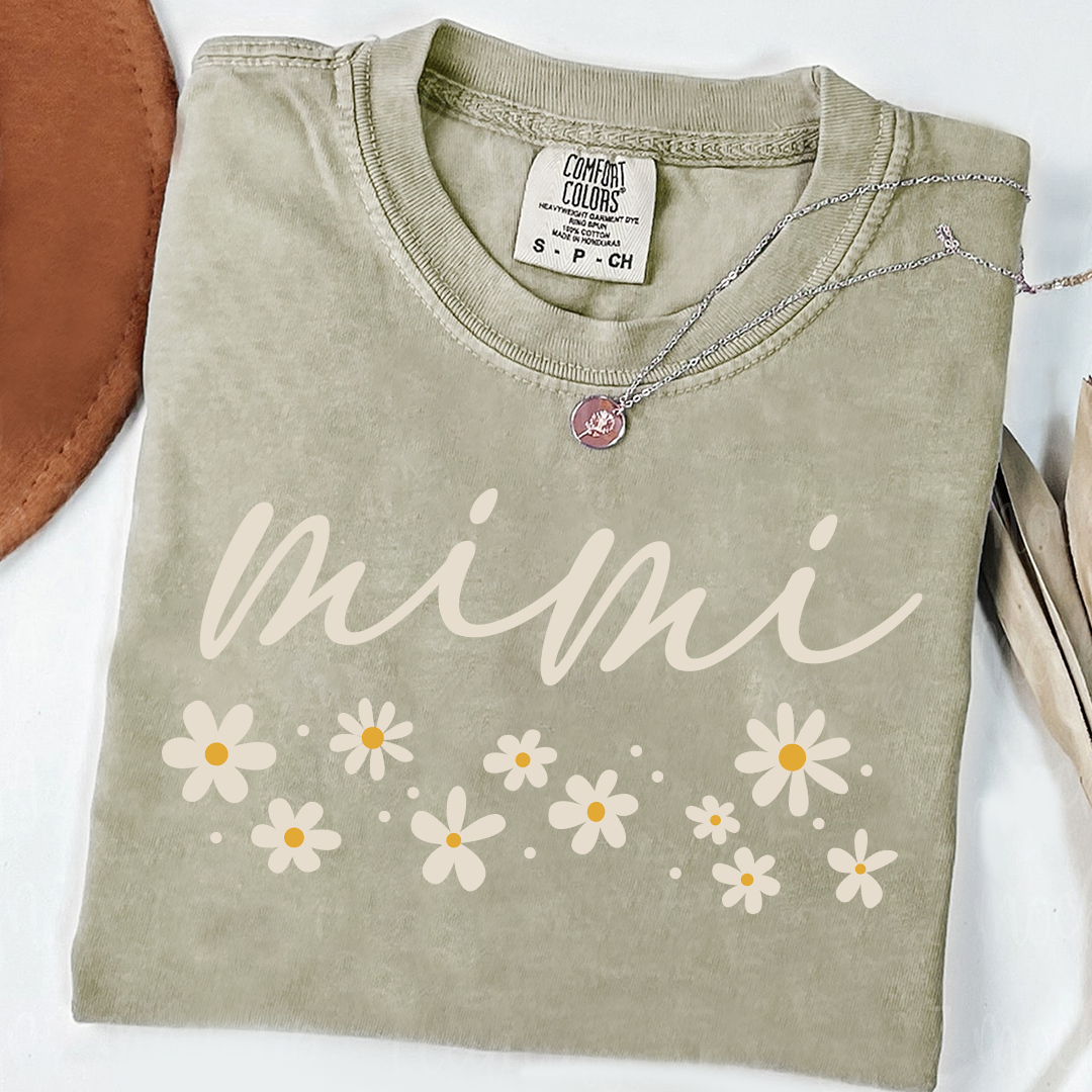 Comfort Colors® Floral Daisy T-Shirt, Custom Nicknames for Mimi And Kids