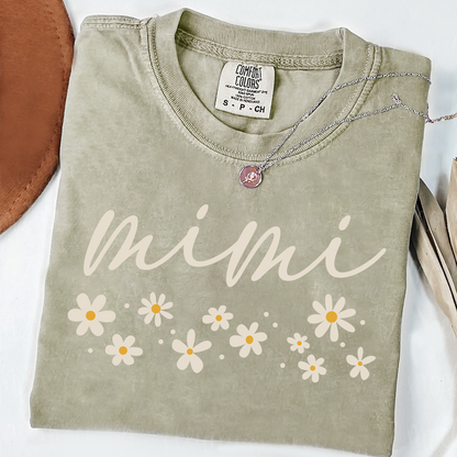 Comfort Colors® Floral Daisy T-Shirt, Custom Nicknames for Mimi And Kids