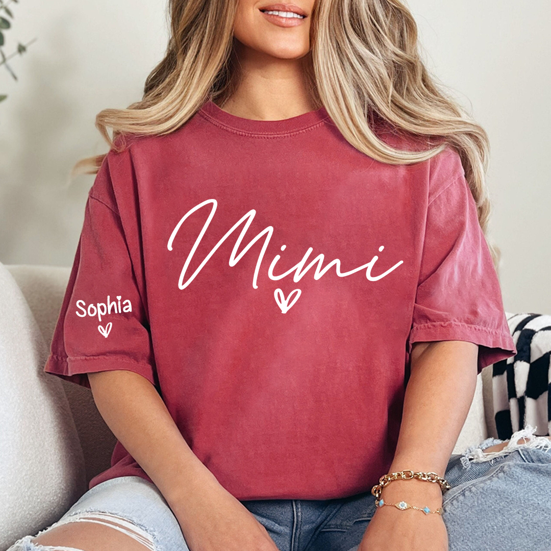 Personalized Name TShirt with Heart, Gift TShirt For Mimi And Grandkid