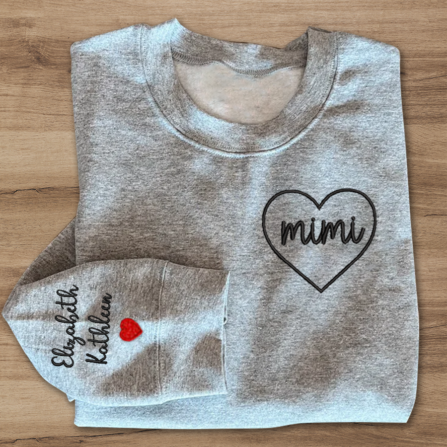 Mimi Embroidered Sweatshirt, Custom Mimi And Kids, Grandma Gift TH Sweatshirt