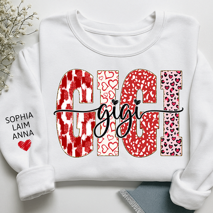 Personalized Valentine Gigi Heart Sweatshirt, Gifts for Grandma And Kids