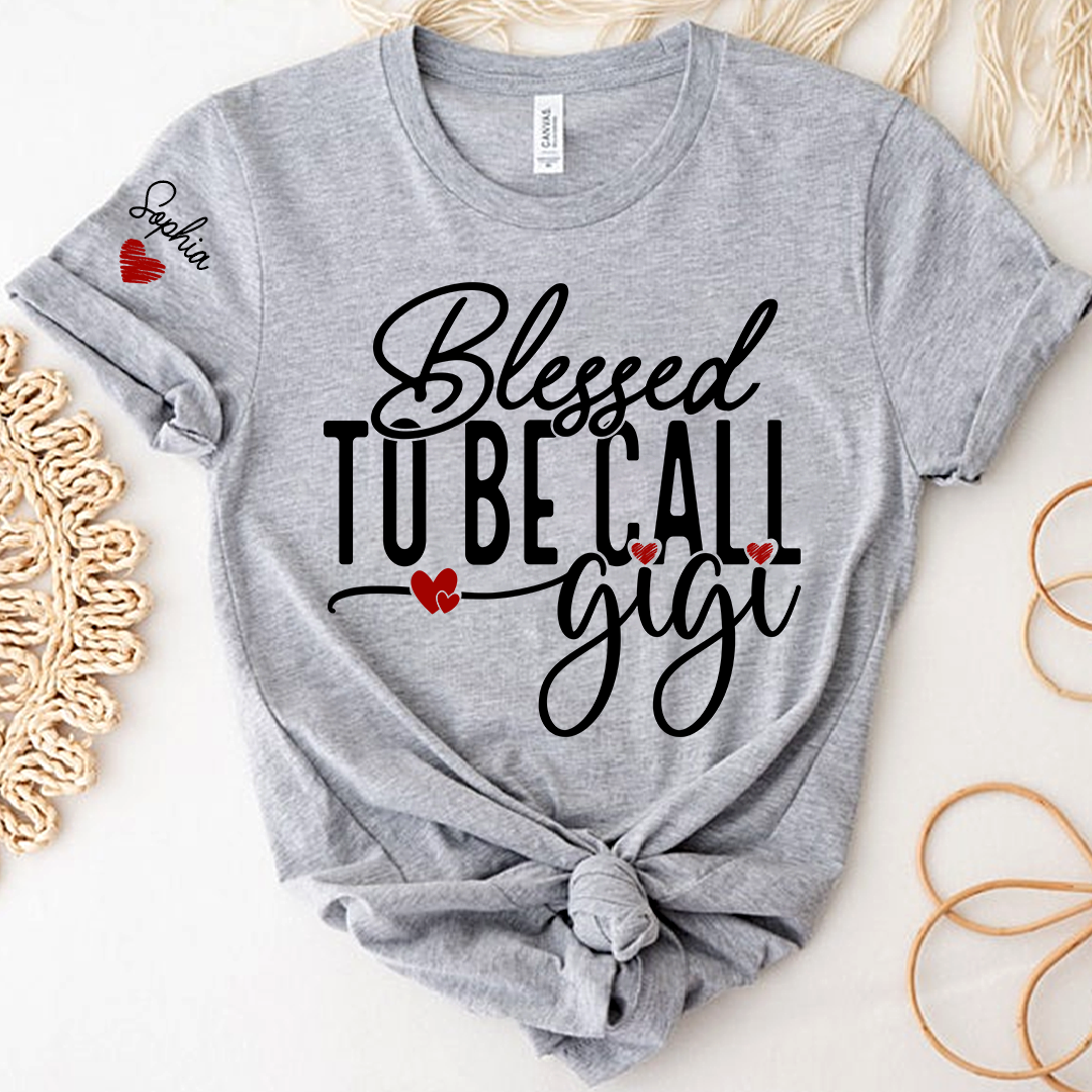 Custom Name Blessed To Be Call Gigi TShirt, Cozy Gift For Grandma And Her Grandkids