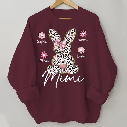 Personalized Nana Bunny Sweatshirt With Kids Names, Easter Gift For Nana