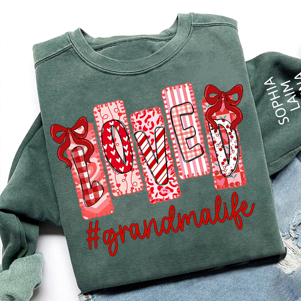 Personalized Love Grandma Life Sweatshirt, Custom Valentine Heart Design