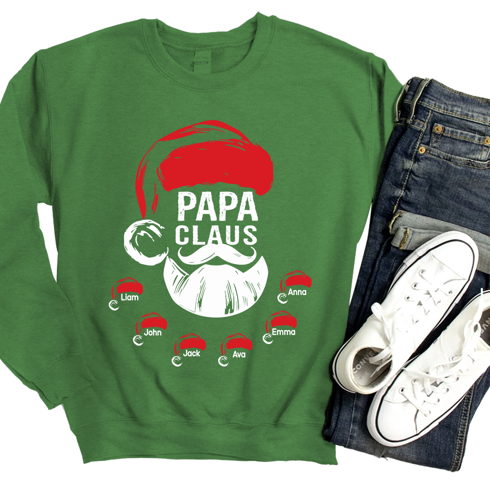 Custom Papa Claus Christmas, Gift For Papa And Kids Sweatshirt