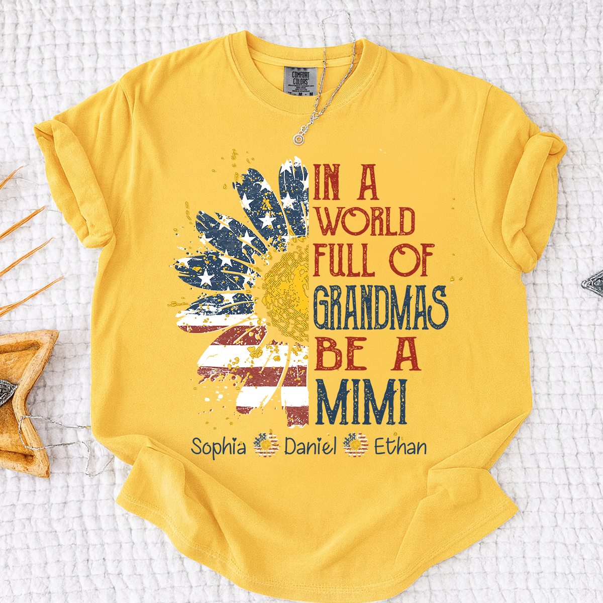 Comfort In a World Full of Grandmas Be a Grandma Shirt, Personalized Patriotic Grandma Shirt with Custom Names