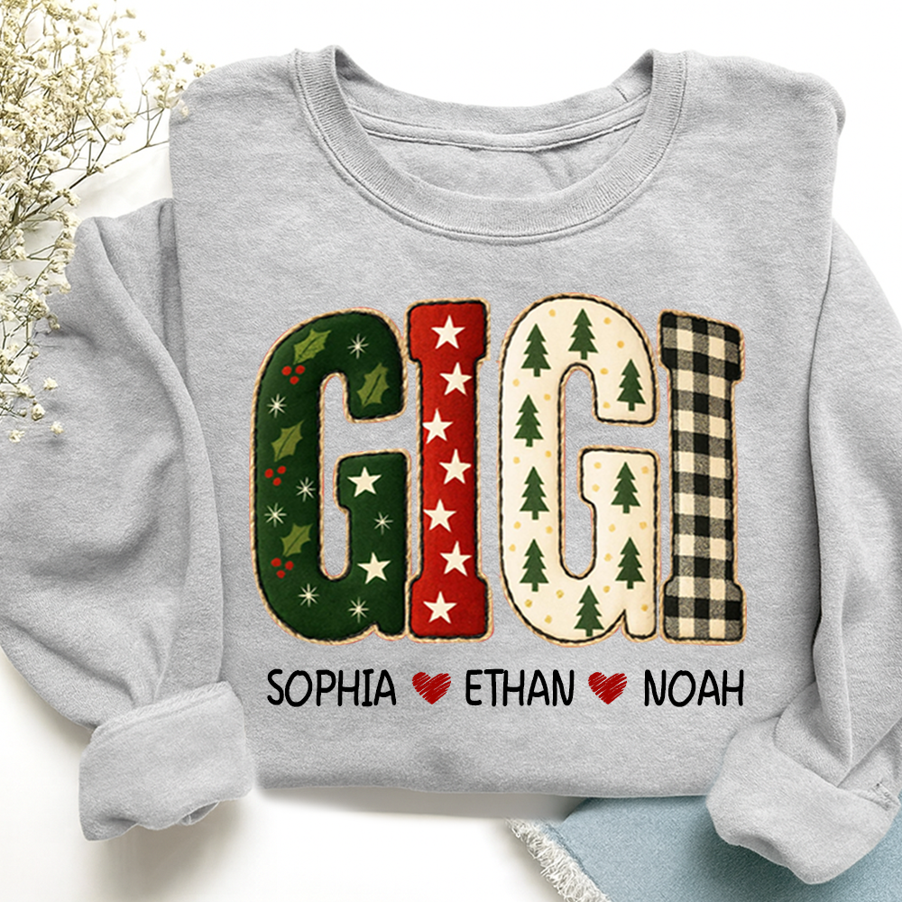 Cozy Xmas Gigi Design Grandma Sweatshirt, Gift for Grandma and Kids