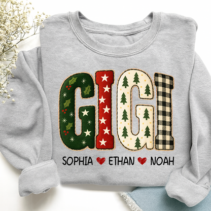 Cozy Xmas Gigi Design Grandma Sweatshirt, Gift for Grandma and Kids