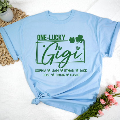 One Lucky Gigi St Patrick’s Day Shirt, Personalized Shamrock Family T Shirt