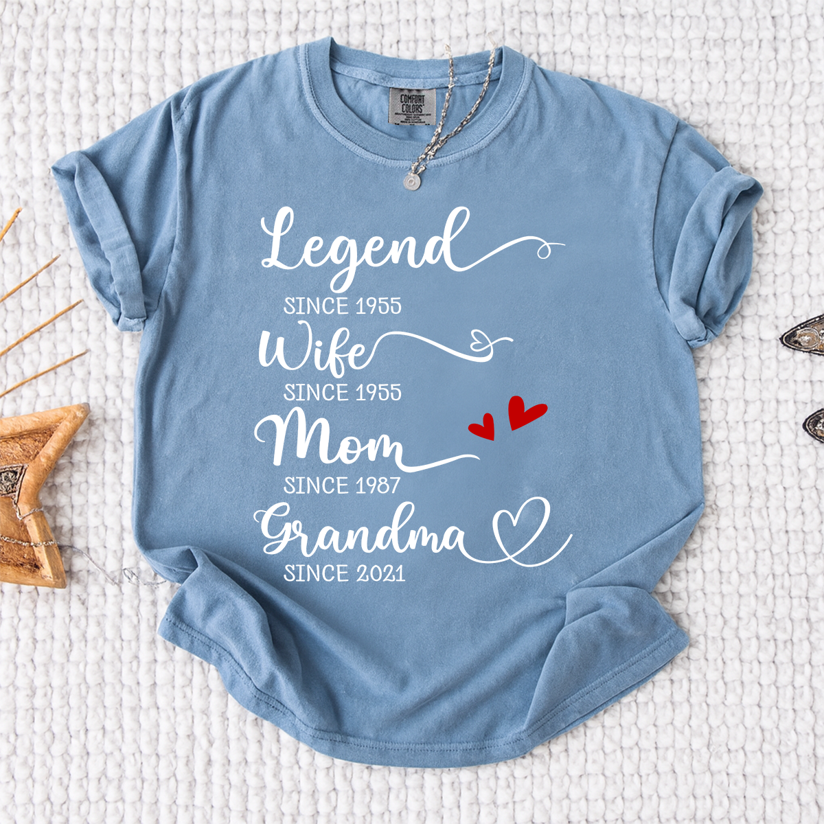 Comfort Colors® Legend Wife Mom Grandma Shirt, Custom 'Since' Year T-Shirt, Personalized Family T-Shirt, Gift For Mother's Day, Grandmother Apparel
