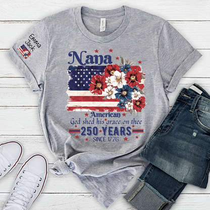 Custom Nana Fourth of July USA Flag, Personalized Gift For Grandma And Kids