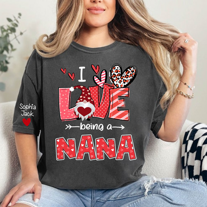 I Love Being Called Nana Sweatshirt, Heart Gnome Valentine Gift For Grandma And Her Grandchildren