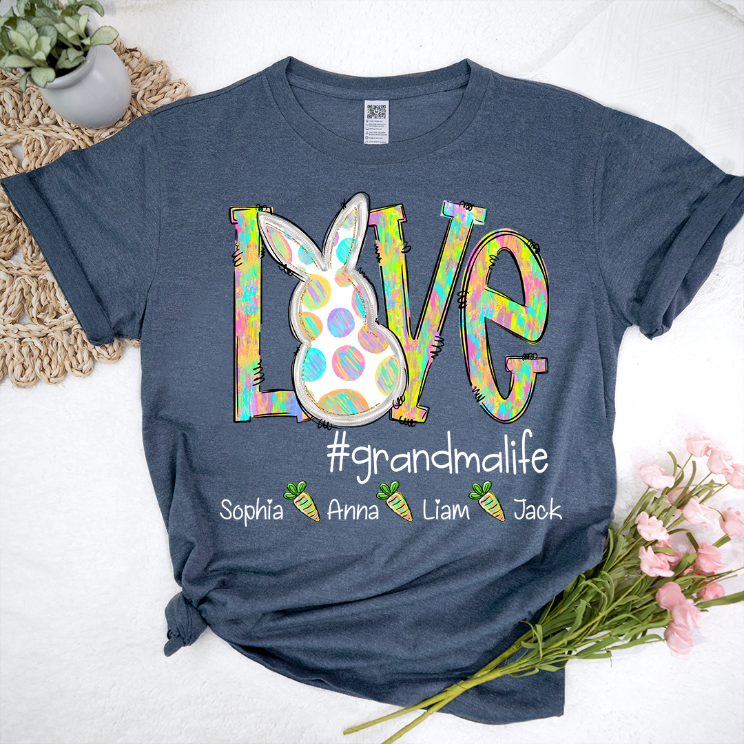 Love Grandma Life Rainbow Easter Egg Bunny And Kids Carrot LTP01