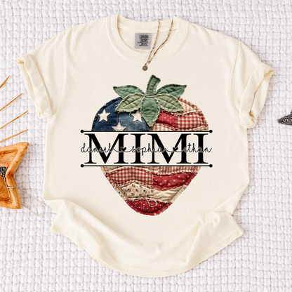 Comfort Colors® Custom Mimi Strawberry Shirt, Patriotic 4th of July Grandma Gift