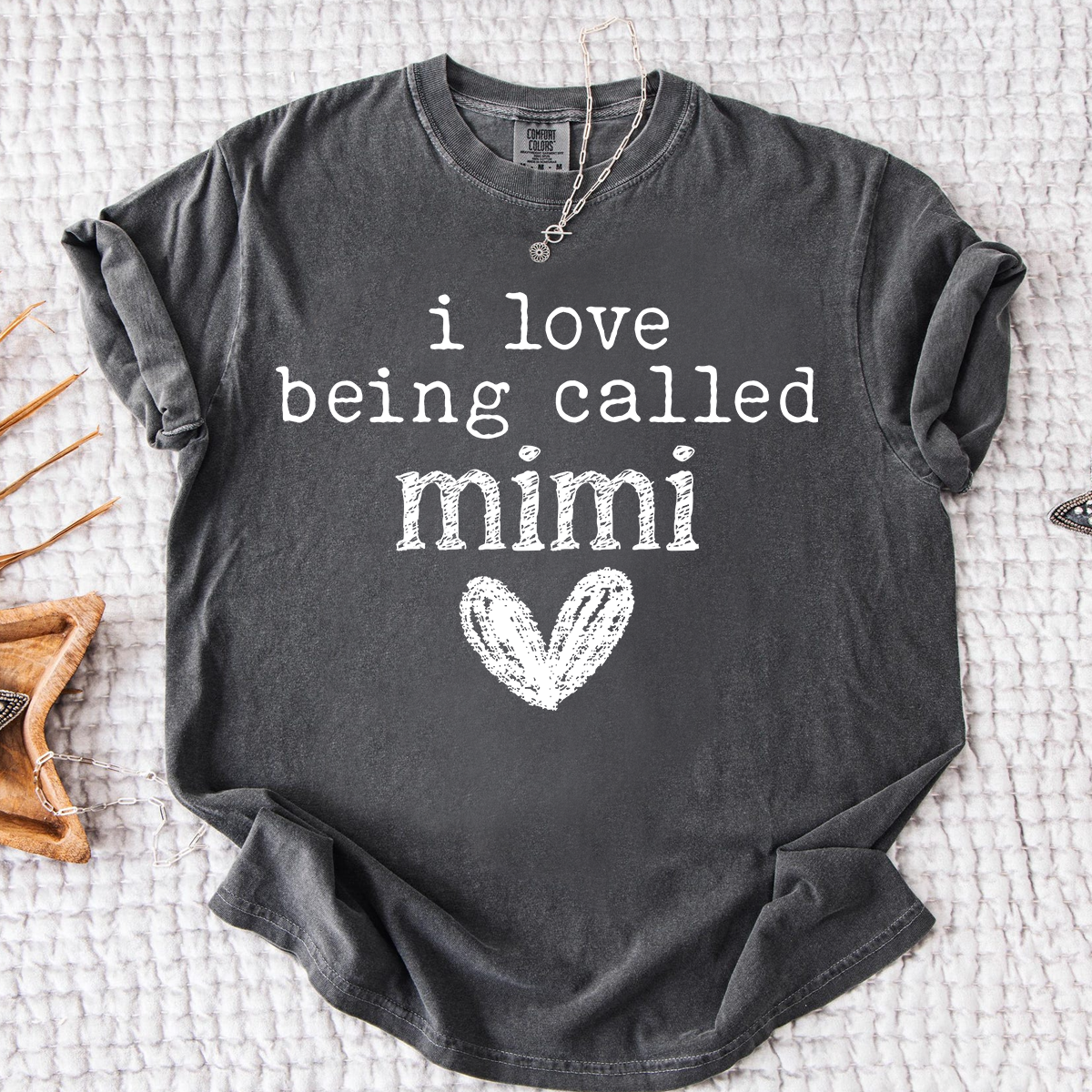 Comfort Colors I Love Being Called Mimi Shirt, Cute Mimi Grandma T Shirt, Gift for Grandma Mothers Day Birthday, Simple Heart Design Tee