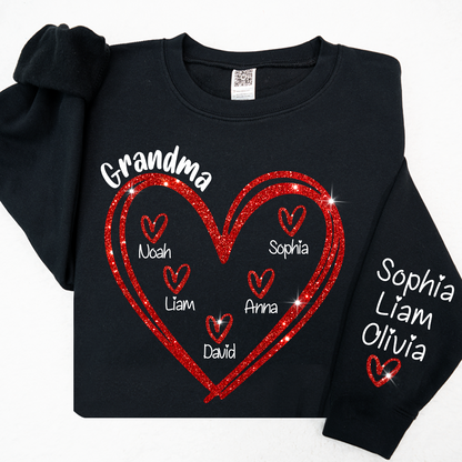 Glitter Custom Name Valentine Heart Grandma And Kids LTP01