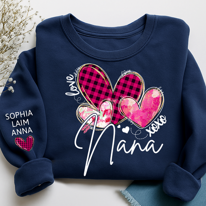 Customized Valentine Pink Xoxo Valentine Design, Personalized Nana with Kids Name